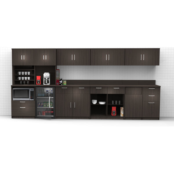 Raised Panel 156'' W X 75'' H Brown Medium Density Fiberboard (MDF) Kitchen Cabinet Set Ready To Assemble 